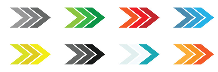 Colorful arrow icons set isolated on transparent background