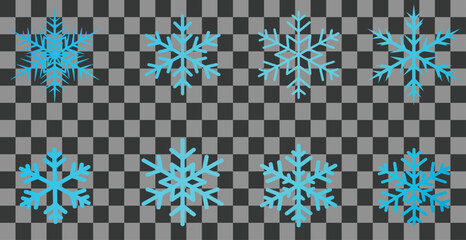 Set of blue Snowflakes icon, snowflake winter icon symbol on white background,