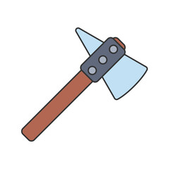 Battle Axe Flat design style, single headed axe icon with handle, symbolizing ancient weaponry, useful for medieval, history, or warrior-themed graphics.