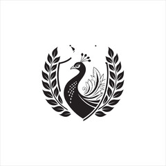 Fototapeta premium Elegant Peacock Logo Vector Design | Stylized Bird Silhouette with Decorative Feathers 