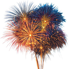 Obraz premium Fireworks exploding upward on transparent background