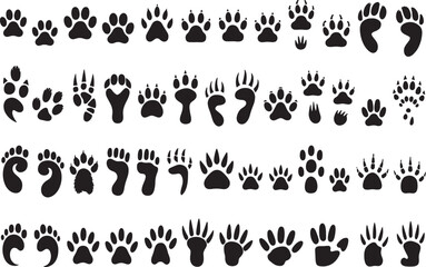 set of vector silhouettes of flowers