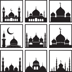 taj mahal vector set