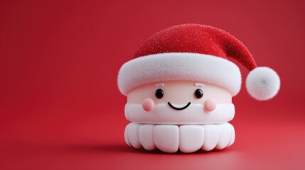 Cute and Cheerful Santa Claus Character with Soft Features Wearing a Red Hat, Perfect for Holiday Decorations and Festive Celebrations in a Whimsical Style