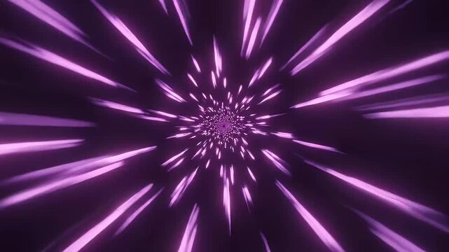 A vibrant, abstract journey through a shimmering purple light tunnel, creating a mesmerizing and immersive visual experience. This dynamic animation features glowing geometric lines and shapes that ra