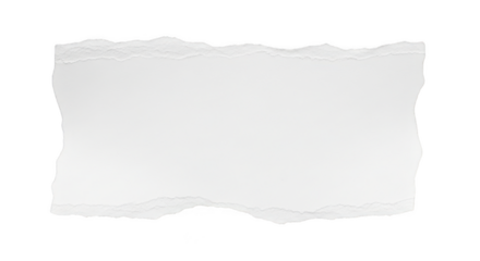 Torn white paper fragment isolated on transparent background