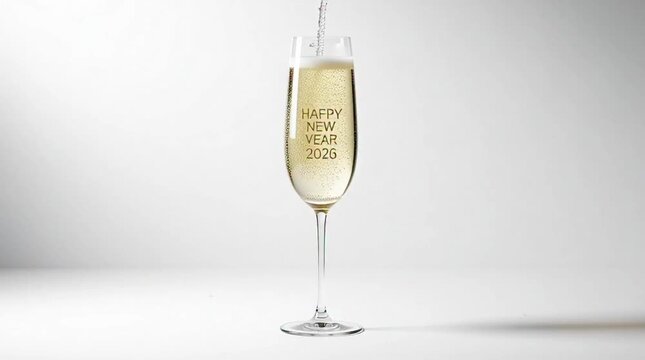 Pouring sparkling champagne for a happy new year 2025 celebration in a studio setting