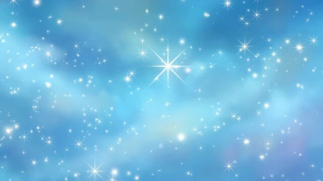 glitter glow sparkle star on blue gradient sky abstract background