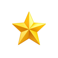 Yellow 3D star symbol with clean beveled edges, soft shading, isolated on transparent background