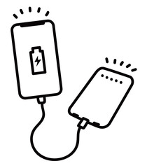 モバイルバッテリーでスマホを充電_線画