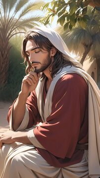 Jesus Christ sat still while praying within 