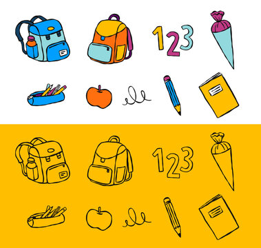 Back to school illustrations hand drawn