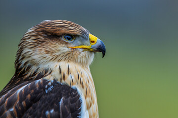 Obraz premium Buteo rufinus Long-legged Buzzard portrait showing detailed closeup of feathers and eye
