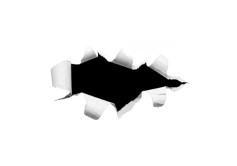 Torn paper effect with black hole isolated on transparent background