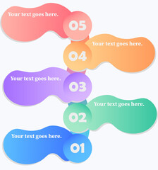 Gradient Wave Steps Infographic Template – 5 Step Process Diagram