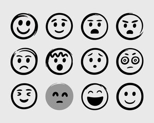 Emoji Expressions: A comprehensive array of handcrafted emoji faces, each delicately crafted with bold strokes to capture a spectrum of human emotion, from joy to sorrow, delight to anger.