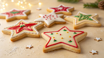 christmas gingerbread cookies on wooden background