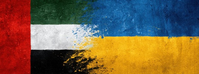 Flags of Ukraine and UAE side by side showing unity and connection between the countries