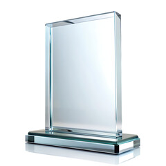 Transparent Glass Award Plaque isolated on white background ,PNG.AI Generated.