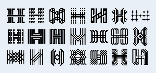 Modern geometric line abstract letter H logo set