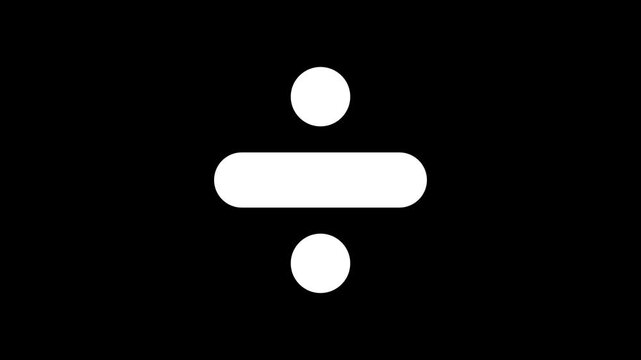 Division icon animation. mathematics calculating sign symbol motion. representing digital math icon 4k video footage.