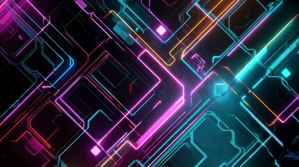 Digital Labyrinth of Light: An abstract portrayal of a futuristic digital landscape, where neon-lit pathways intertwine, creating an intricate web of connectivity.