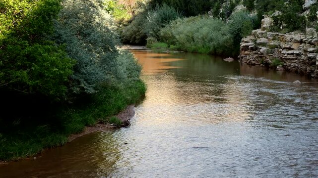 View of the Pecos River in the beautiful canyon that it carved in what today is Villanueva State Park in New Mexico