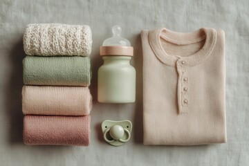 baby accessories moodboard, soft pastel colors