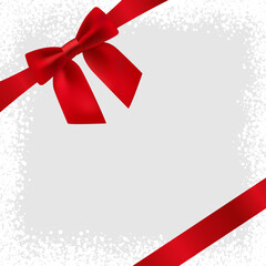 Card with a Red Bow, Red Ribbon, Festive Element, Christmas, Birthday, Surprise, Gift, Isolated, Concept, Vector