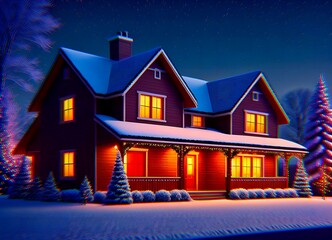 christmas house in the night