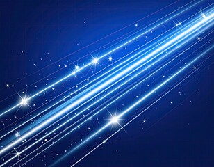 Digital image shows diagonal glowing blue lines with stars against a dark gradient backdrop