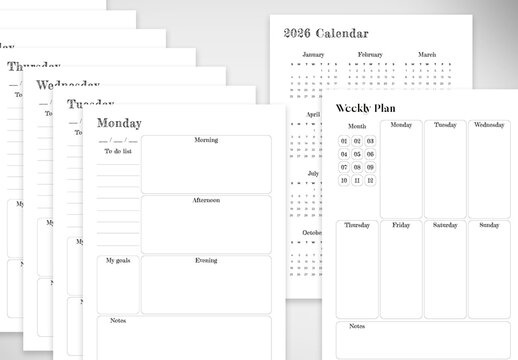 2026 Minimalist Calendar & Weekly Planner