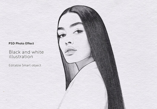 Black and White Canvas Illustration Photo Effect