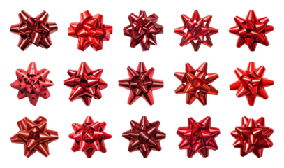 PNG Vibrant red gift bows collection, element set on transparent background