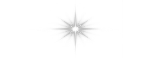 Magical spark effect with shining star, glitter, lens flare, and transparent background.