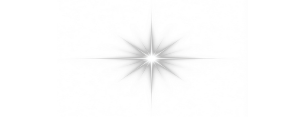 Magical spark effect with shining star, glitter, lens flare, and transparent background.