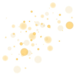 Abstract golden sparkle dust with glowing bokeh lights, warm confetti shimmer, and festive illumination ideal for transparent overlays, winter banners, and luxury Christmas artwork
