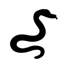 Simple black silhouette of a snake with tongue sticking out and coiled body