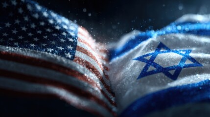 Flags of Israel and the United States are displayed together, symbolizing their relationship in a close-up view