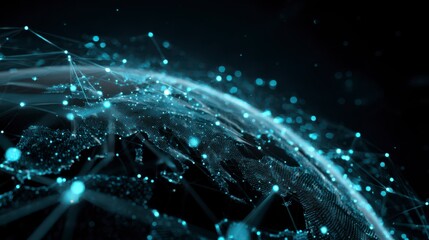 Digital Earth: A mesmerizing visual representation of the Earth, interwoven with a network of glowing nodes and intricate lines.
