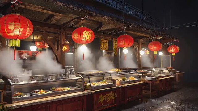 Street food market for the Chinese New Year. 