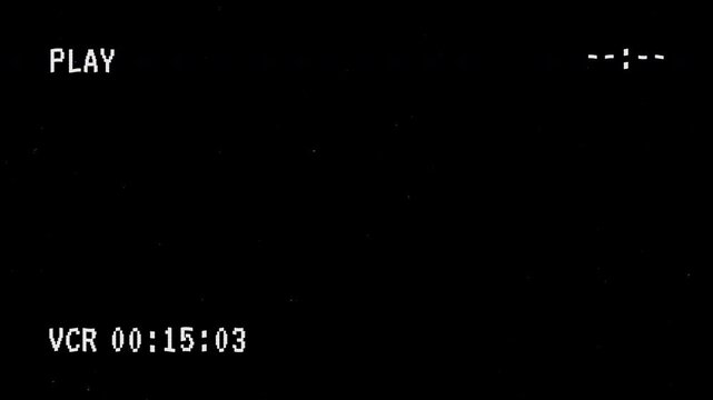 old VCR player video animation on black background
