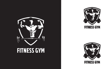 Fitness gym logo vector: bodybuilding, weightlifting, and workout design eps silhouette
