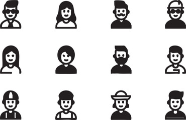 Vector avatar icon set: diverse people profiles for web and app design eps silhouette
