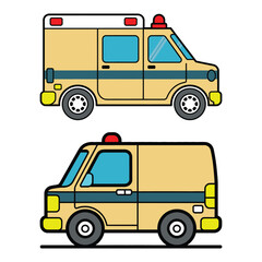 Emergency Ambulance Van Illustration Set &ndash; Medical Transport Vehicle Vector Design