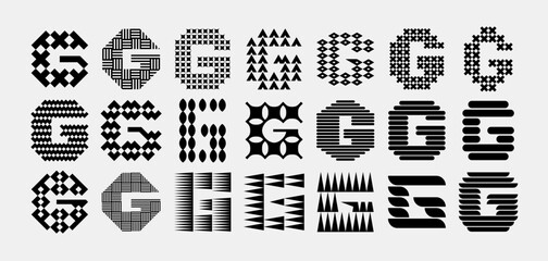 Decorative ornament abstract letter G logo set