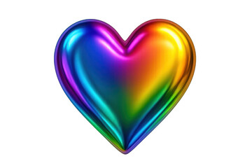 Heart shape displaying colorful iridescent rainbow metallic surface