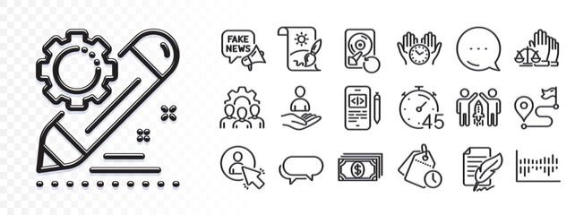 Creative painting, Project edit and Messenger line icons for web app. Glare of light effect. Message icon. Pack of Court jury, Payment, Column diagram pictogram icons. Vector