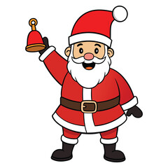 santa claus vector illustration, santa claus holding bell