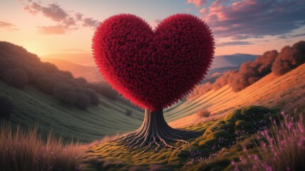 Heart-shaped tree. Valentine day concept